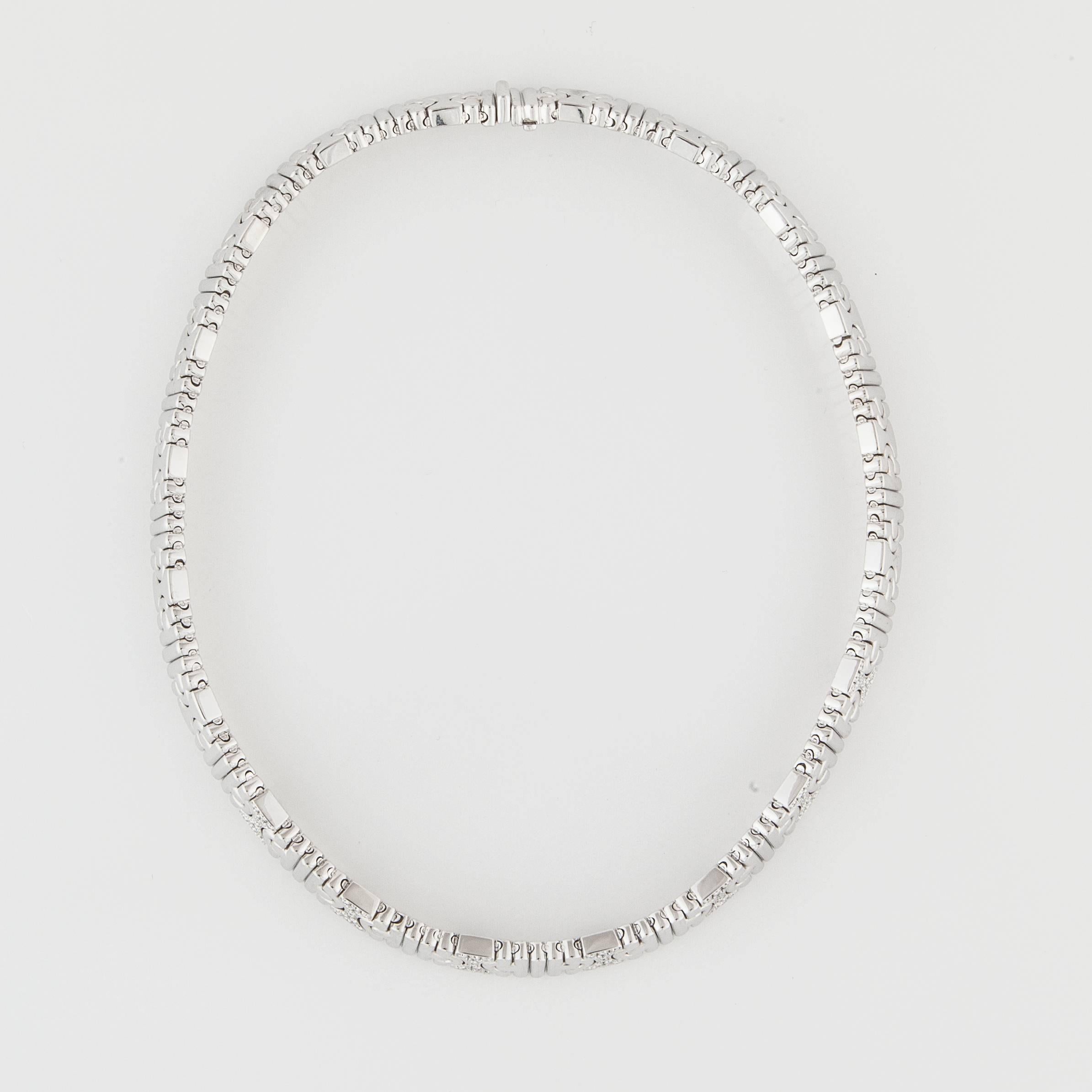 Bulgari 18K white gold collar style necklace marked 