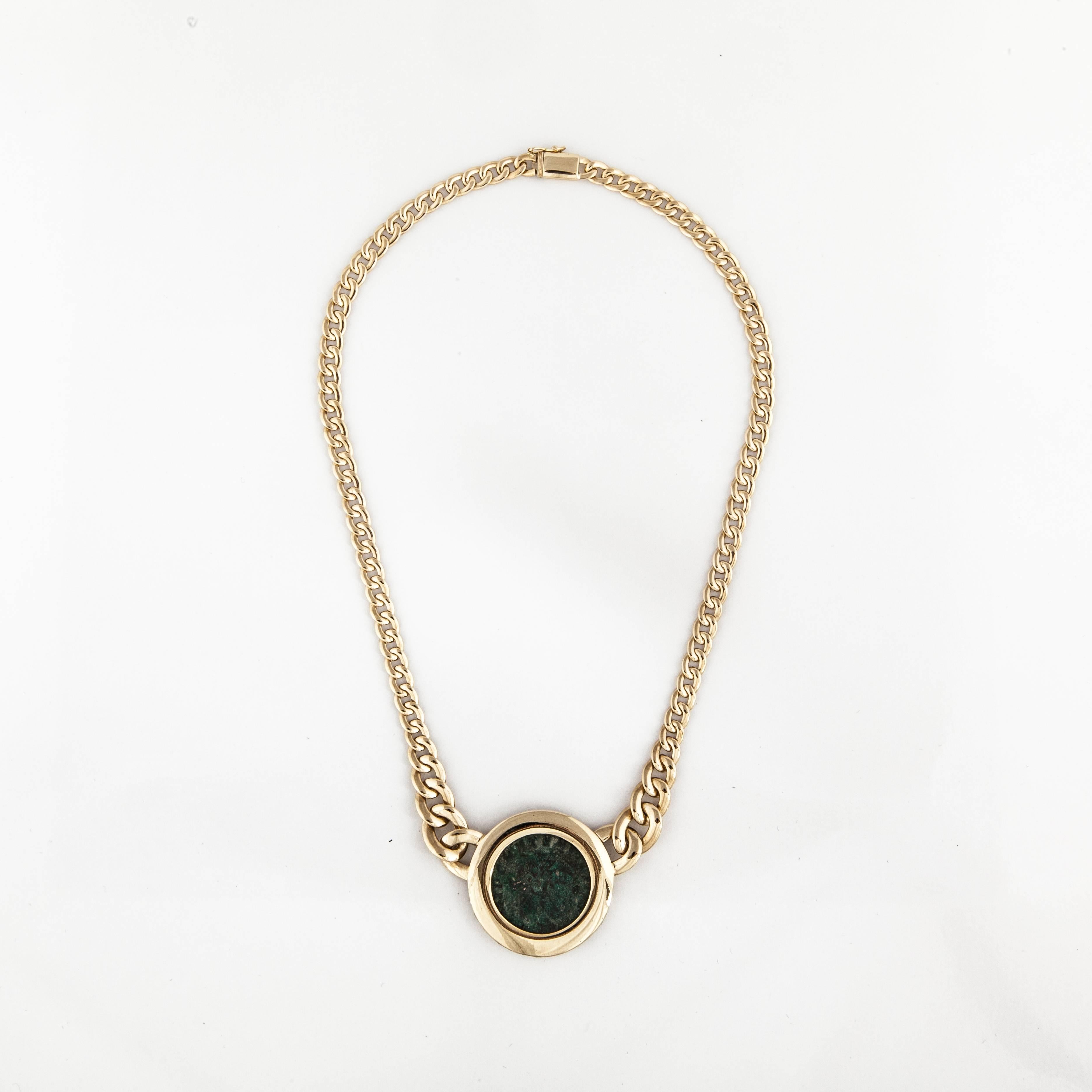 18k solid gold coin necklace