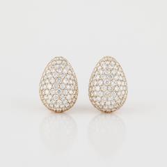 Estate Pavé Diamond 18K Gold Earrings