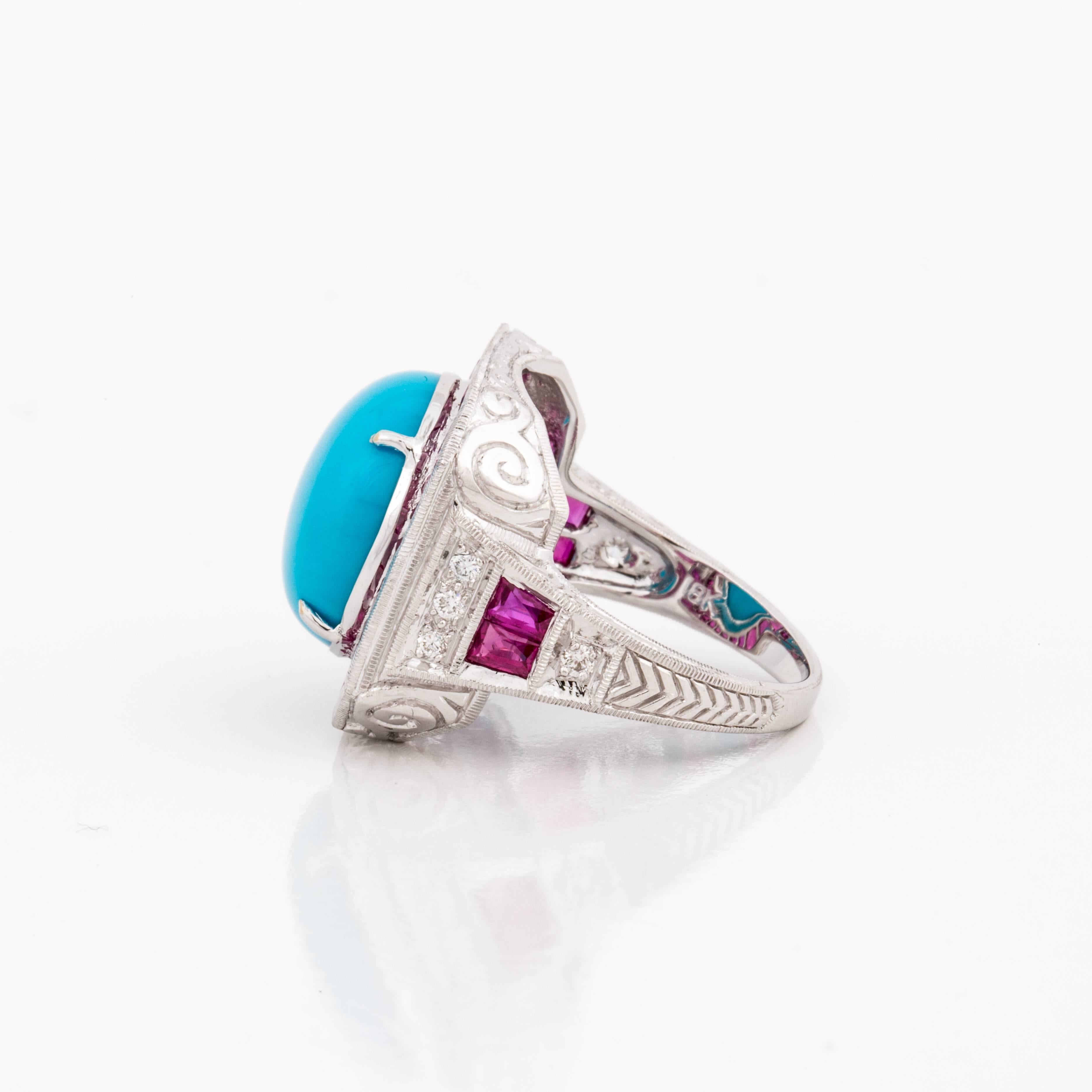ruby and turquoise ring