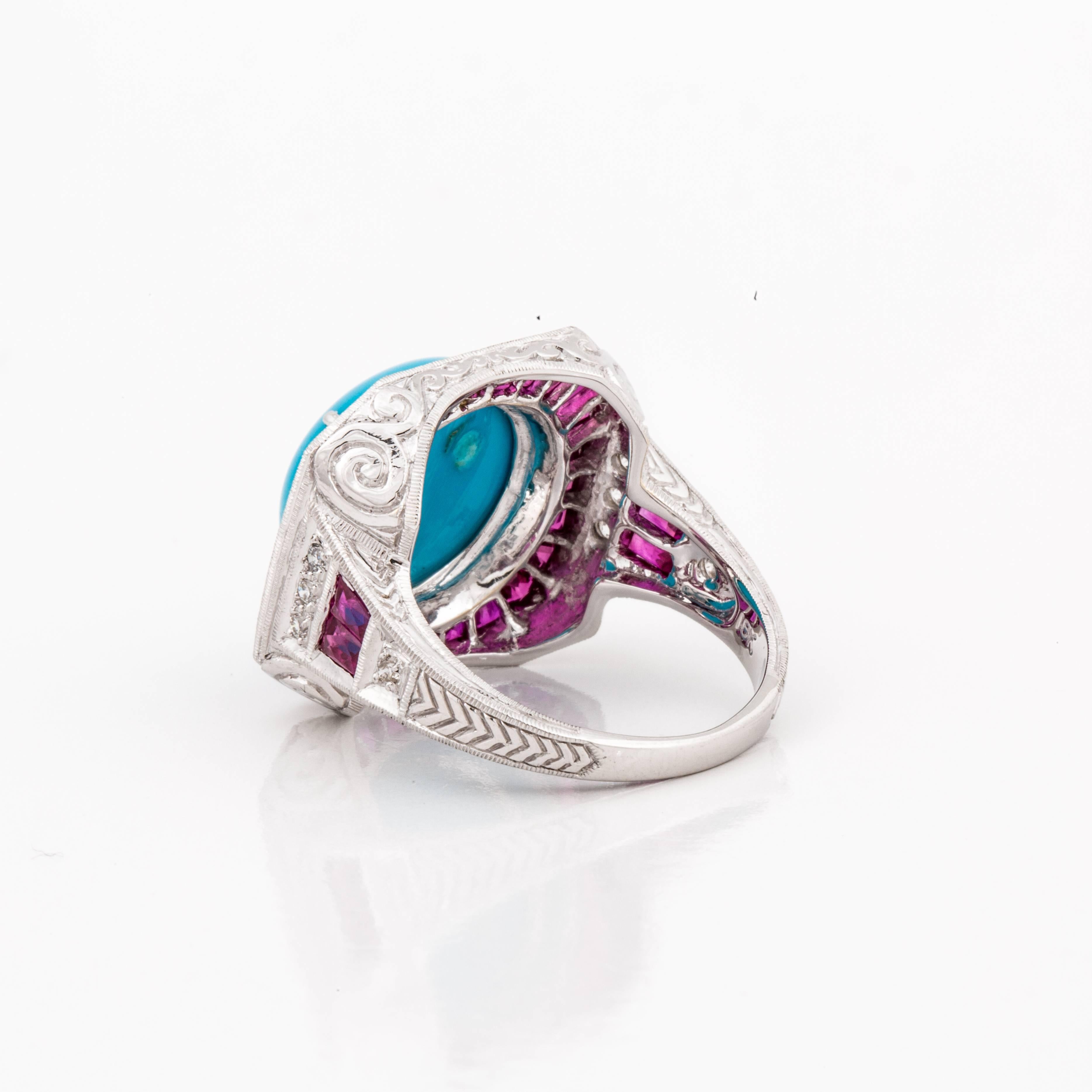 turquoise and ruby ring