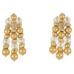 Pendientes de gota de cristal de roca de oro de 18 quilates Boucheron vintage de los años 70