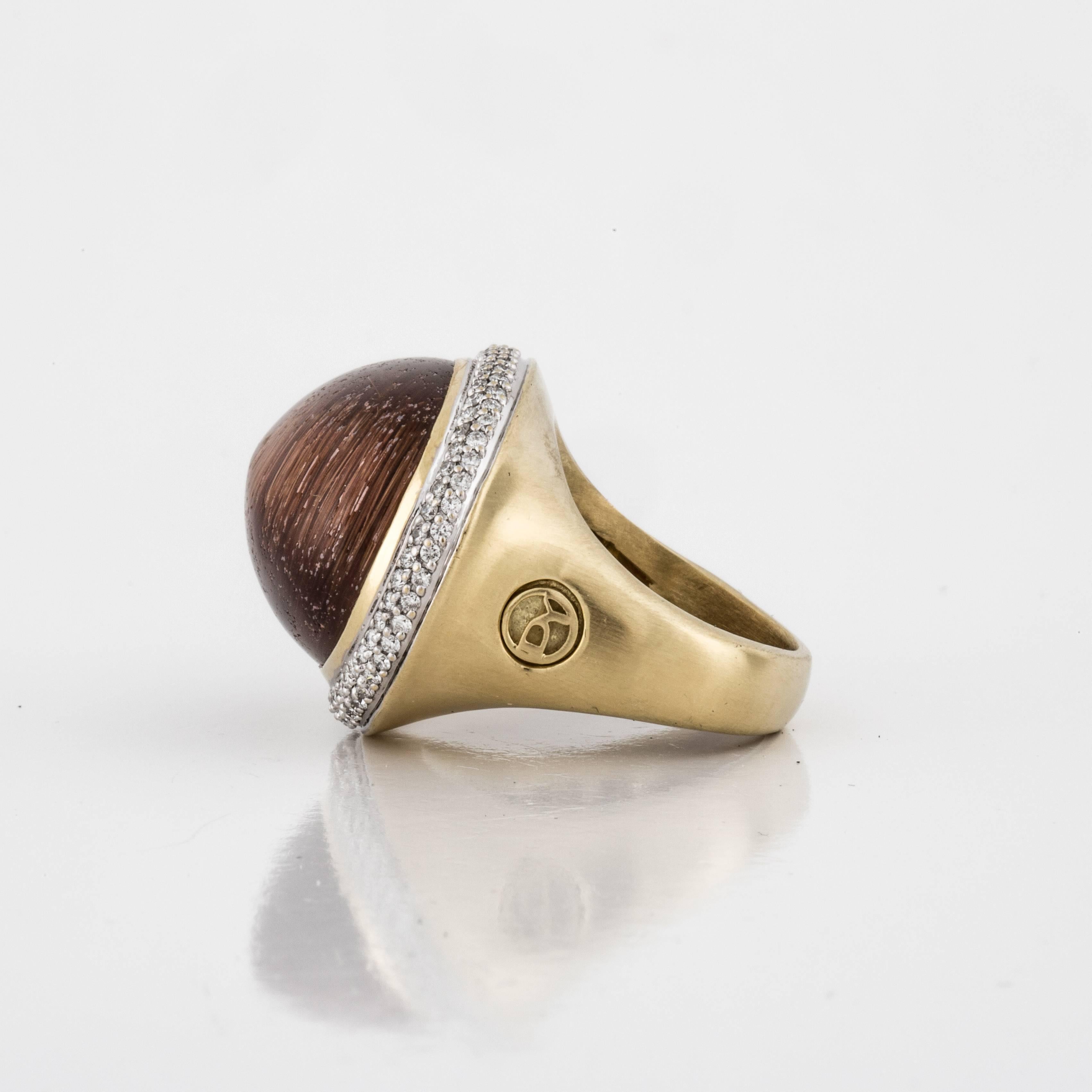 David Yurman Rutilquarz- und Diamantring aus 18 Karat Gold (Gemischter Schliff)