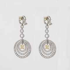 Pendientes de diamantes blancos y amarillos concéntricos Graff de oro de 18 quilates