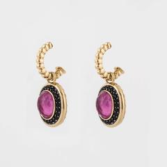 John Hardy 18 Karat Black and Pink Sapphire Earrings