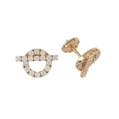 Hermès 18K Rose Gold Diamond Stud Earrings, 0.92 Carats, Circa 2020