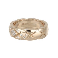 Estate Chanel 18K Rose Gold COCO Crush Quilted Band with Diamonds