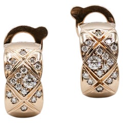 Estate Chanel 18K Rose Gold COCO Crush Diamond Earrings