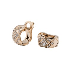 Estate Chanel 18K Rose Gold COCO Crush Diamond Earrings