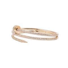 Estate Cartier 18K Rose Gold Double Juste Un Clou Half-Paved Bracelet