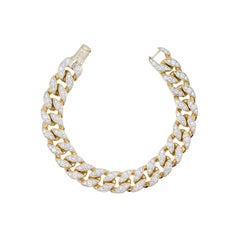 Estate David Yurman 18K Gold Diamond Curb Chain Bracelet