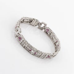 M. Waslikoff & Sons Art Deco Diamond and Ruby Bracelet in Platinum