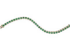 Estate Fana 14K Gold Emerald & Diamond Line Bracelet