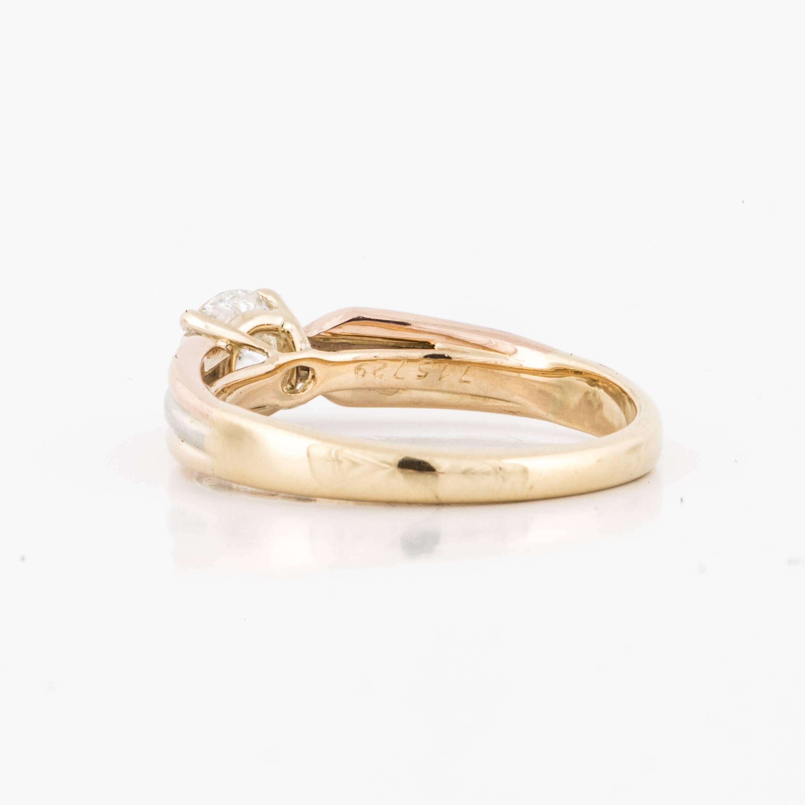 tri color gold engagement ring