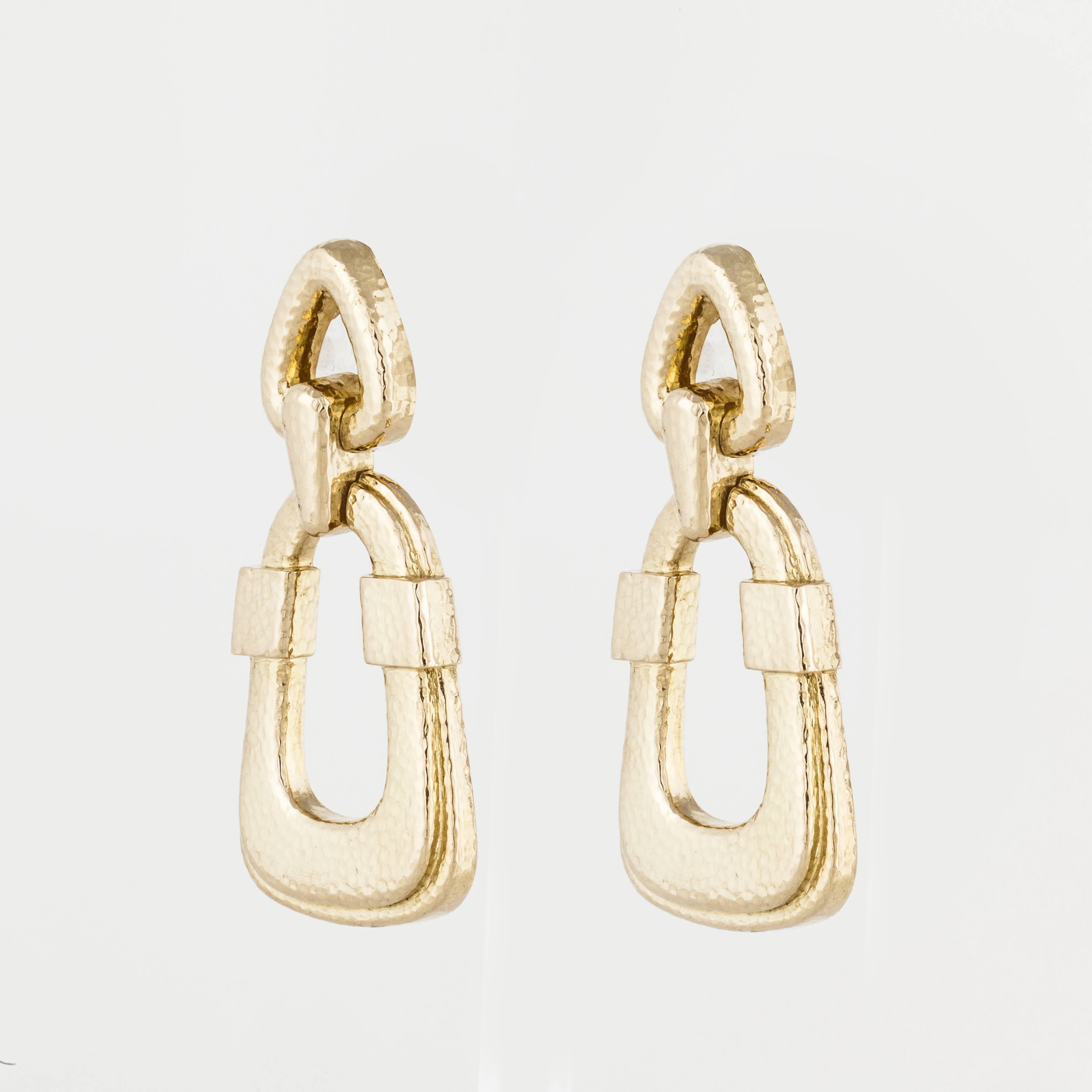 David Webb doorknocker earrings in 18K yellow gold.  Marked 