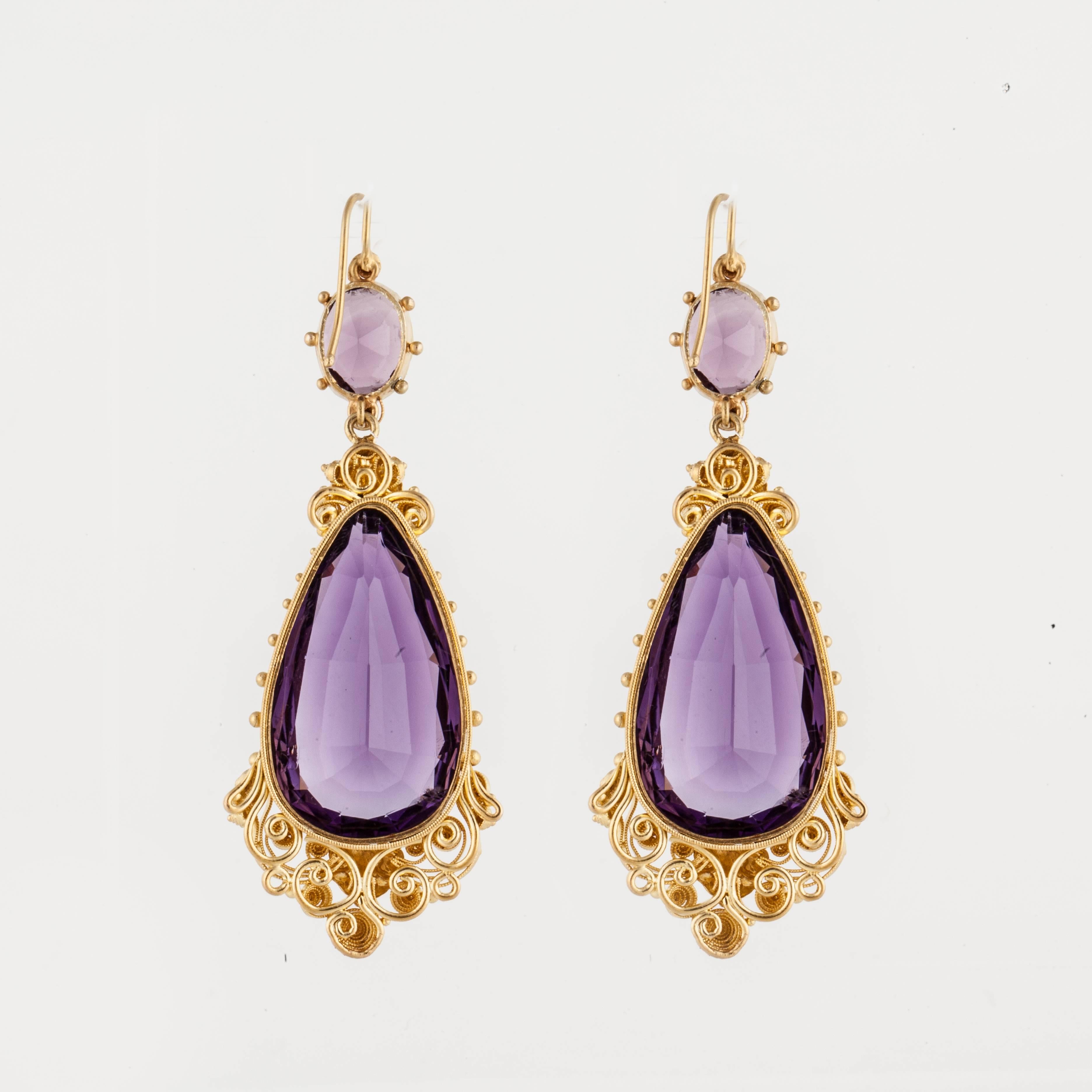 antique amethyst earrings gold