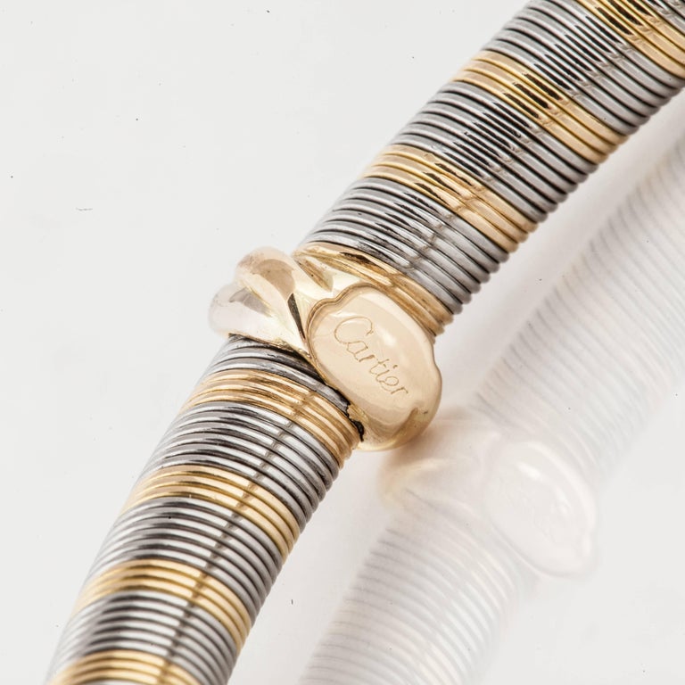 Cartier 18K White and Yellow Gold Bangle Bracelet For Sale 2