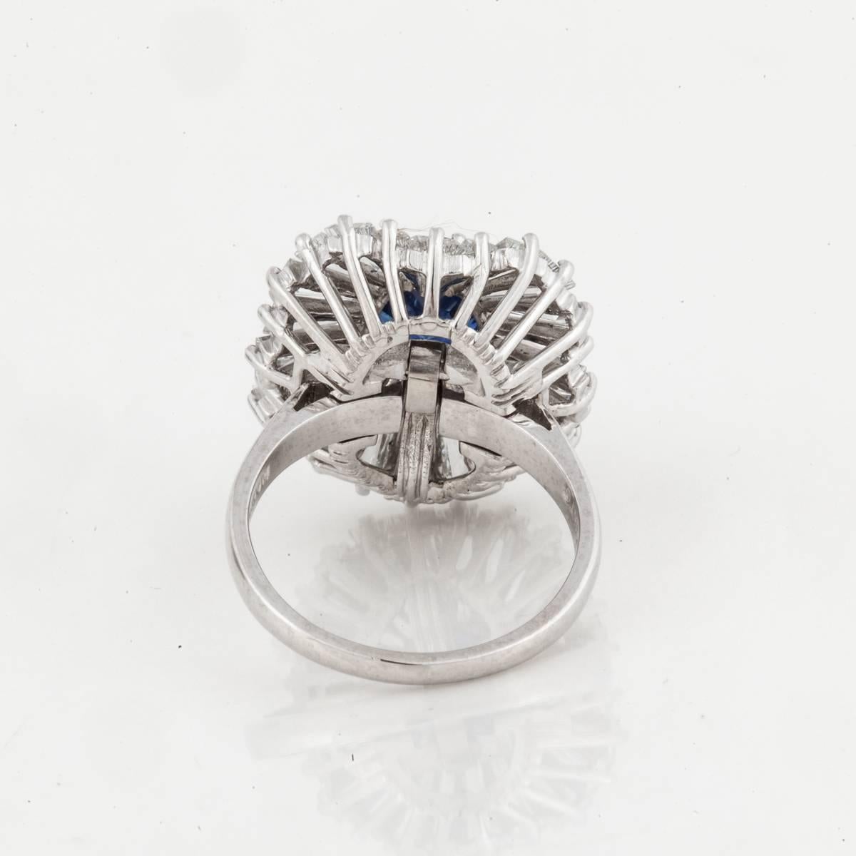 sapphire and diamond ballerina ring