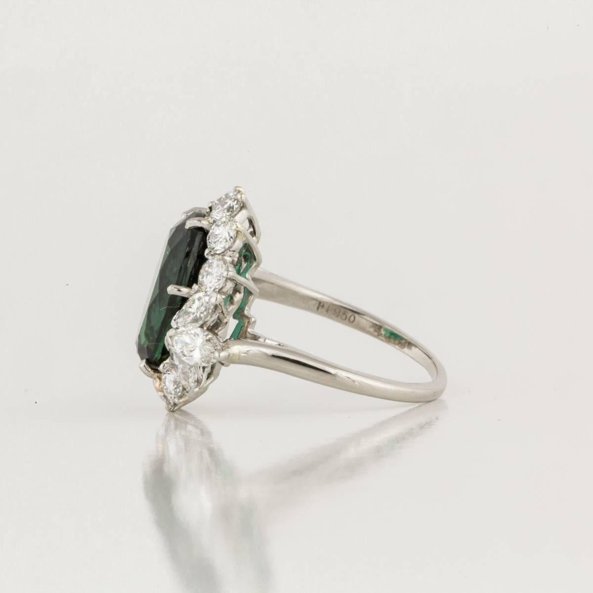 green tourmaline and diamond ring