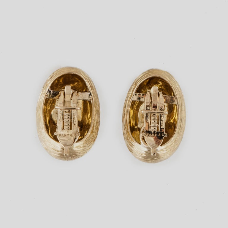 Tiffany and Co. Textured 18K Gold Earrings For Sale at 1stDibs