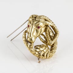 David Webb Ram's Head Brooch in 18K Gold