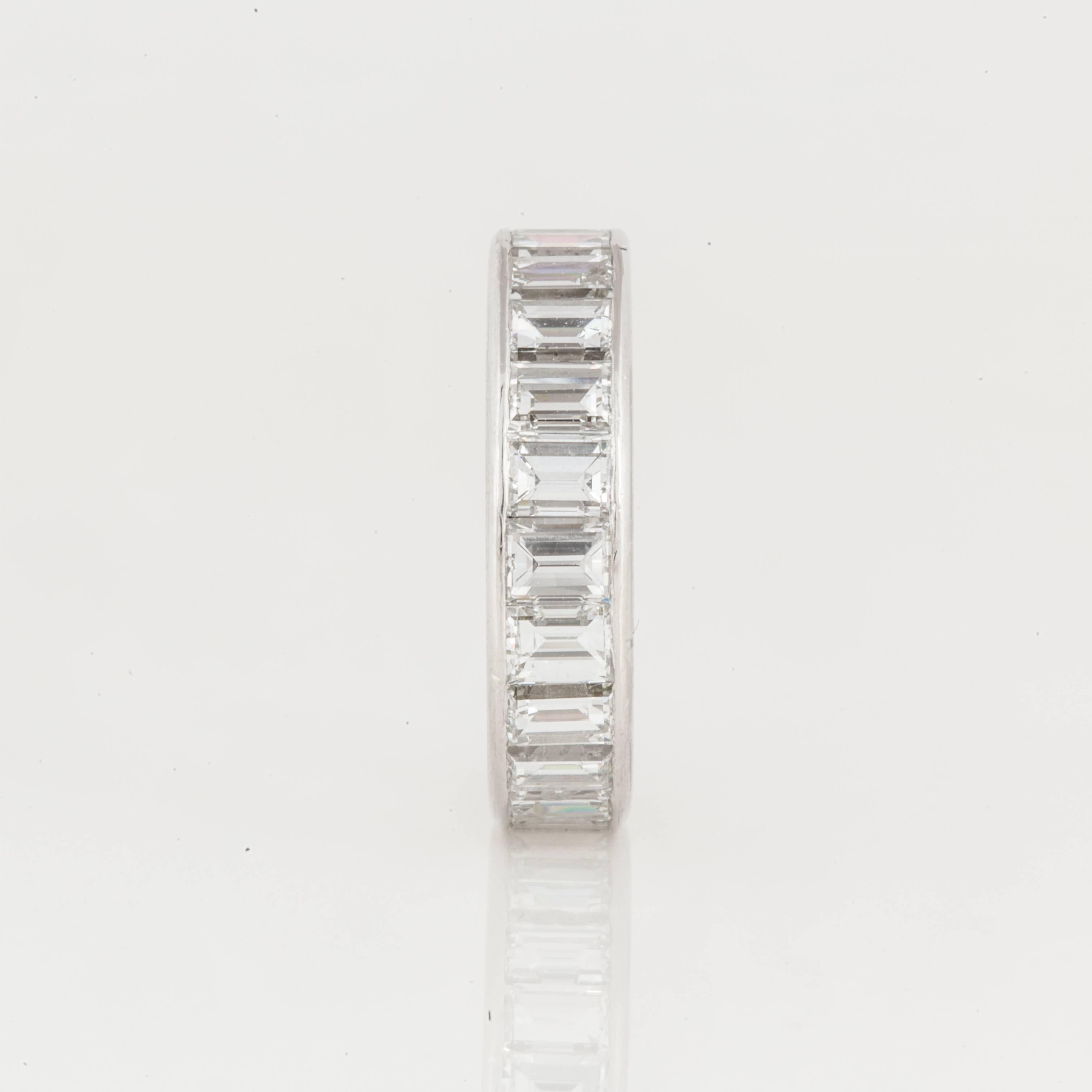 emerald cut diamond anniversary band