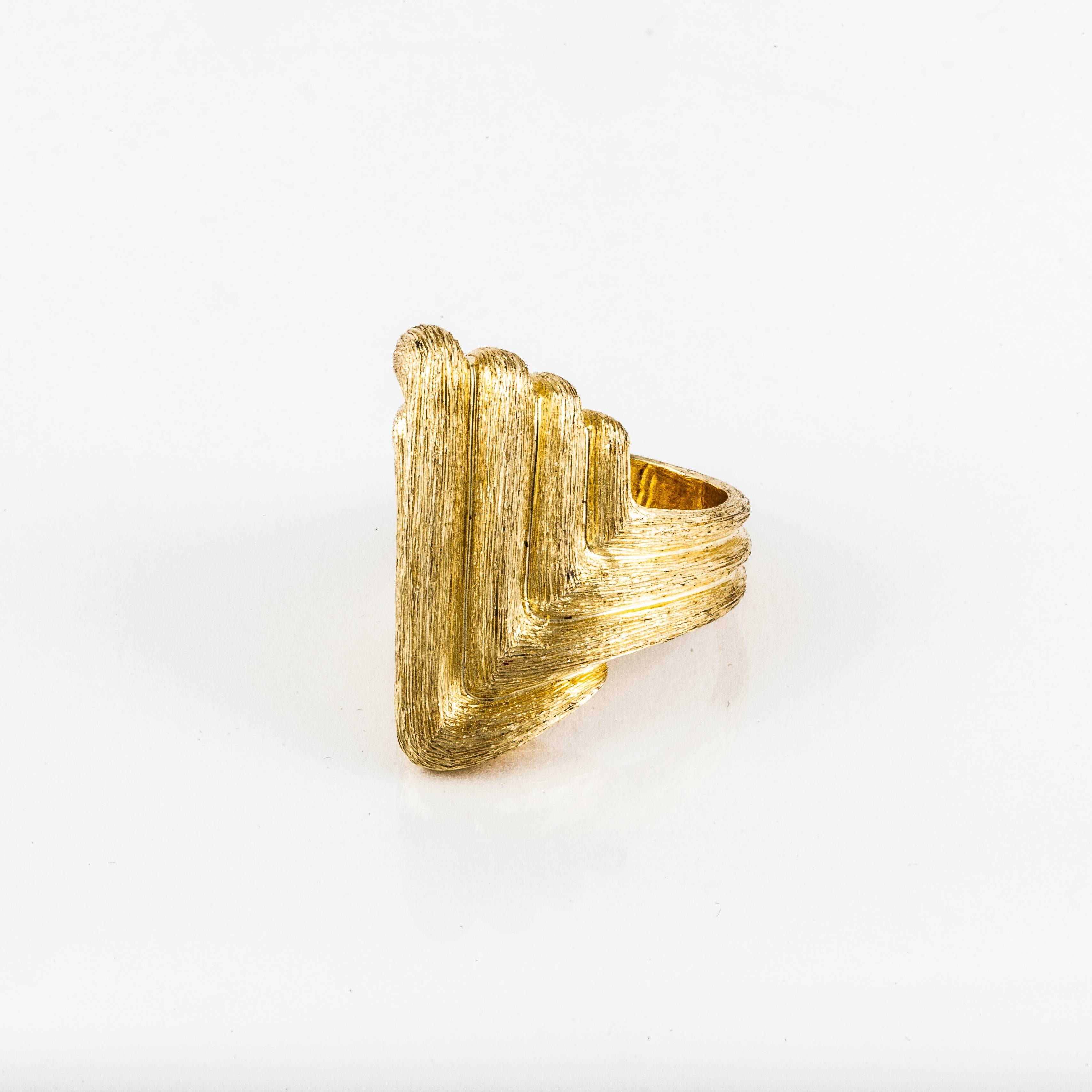 Estate Henry Dunay 18K Sabi Finish Ring For Sale 1