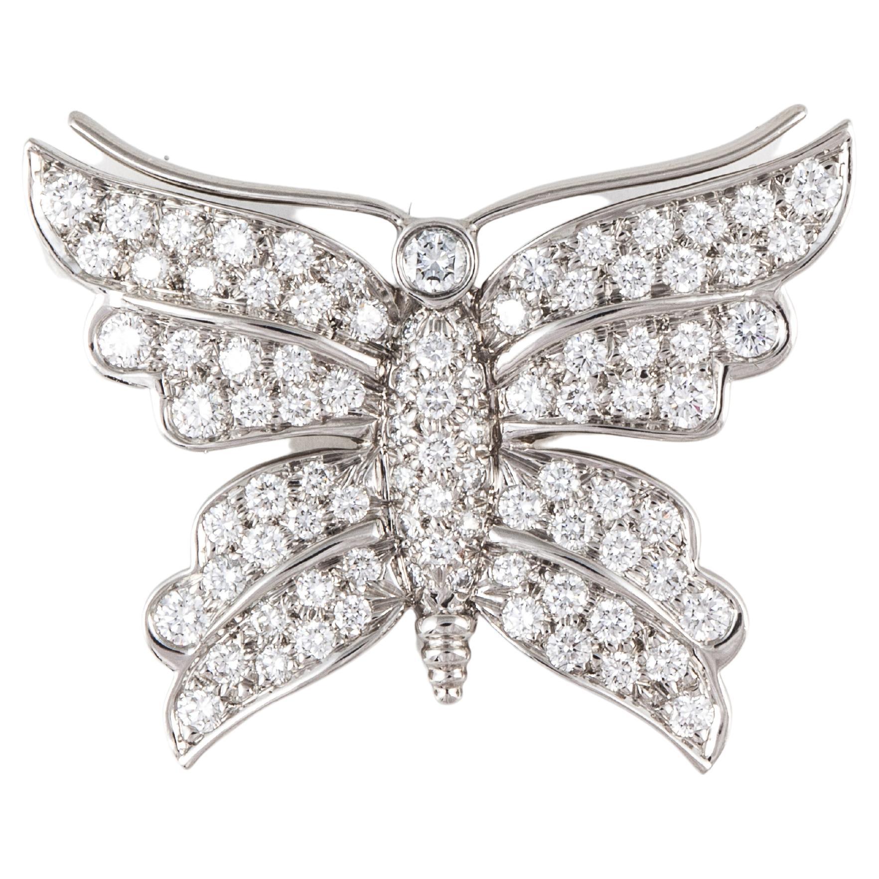 Tiffany & Co. Diamond Butterfly Pin in Platinum For Sale