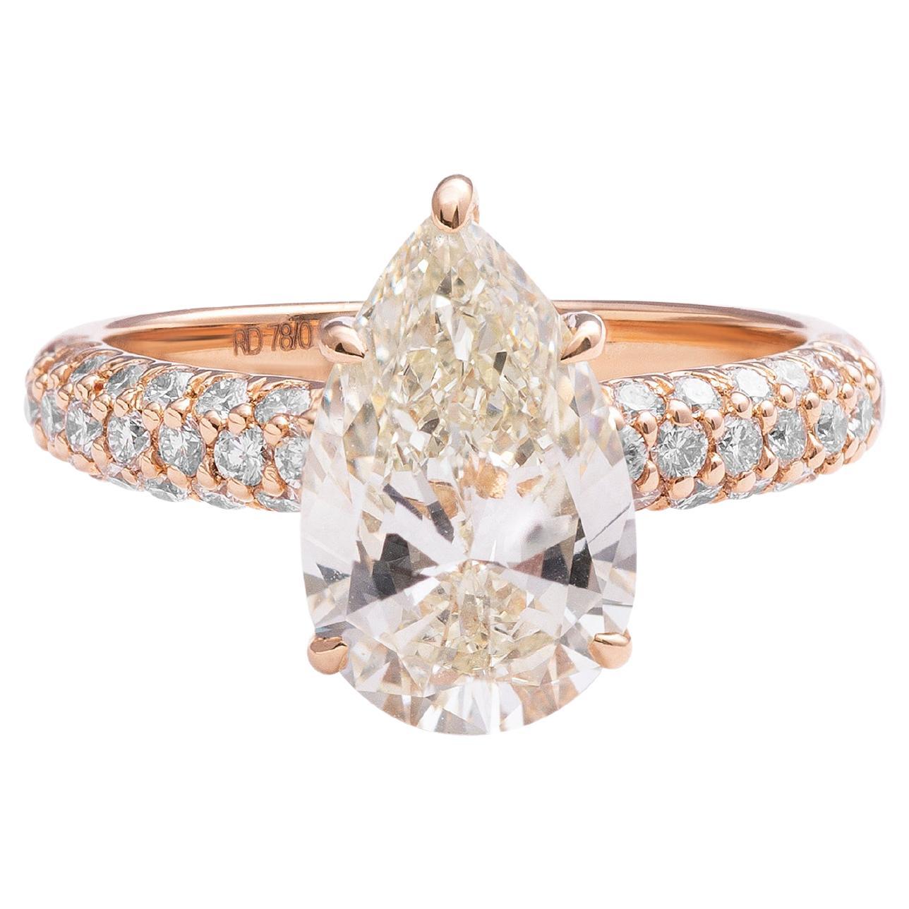 3 Carat K VVS1 HRD Certified 18 Karat Rose Gold Solitaire Engagement Ring For Sale