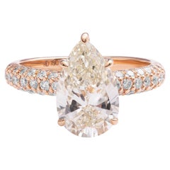 3 Carat K VVS1 HRD Certified 18 Karat Rose Gold Solitaire Engagement Ring