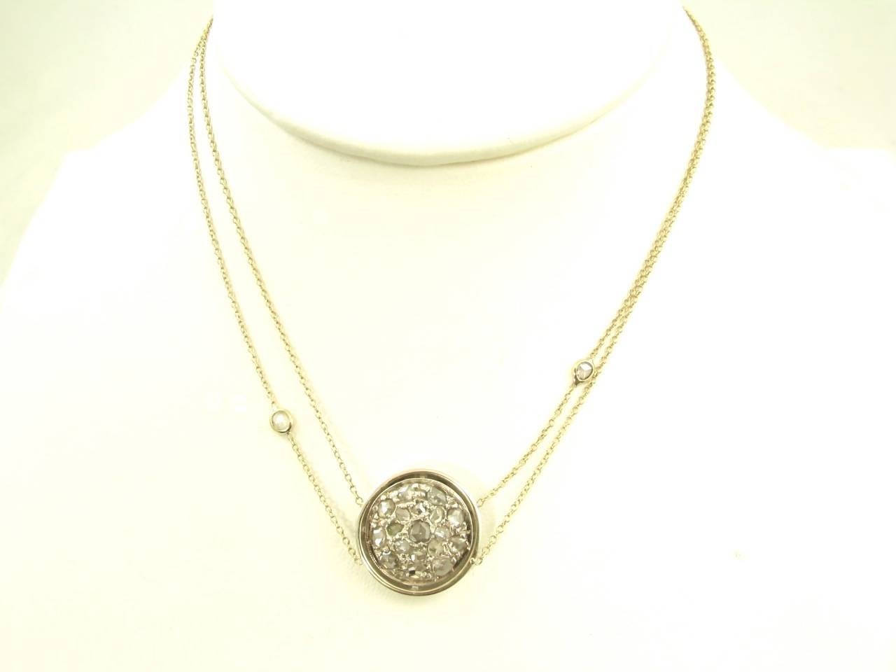 Renee Lewis Rose Cut Diamond Gold Pendant Necklace In Excellent Condition In New York, NY