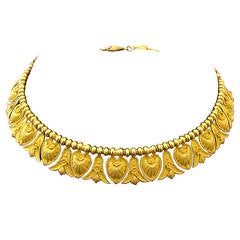 Antique Italian Gold Etruscan Style Necklace
