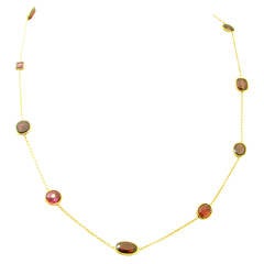 Renee Lewis Pink Tourmaline Garnet Diamond Necklace