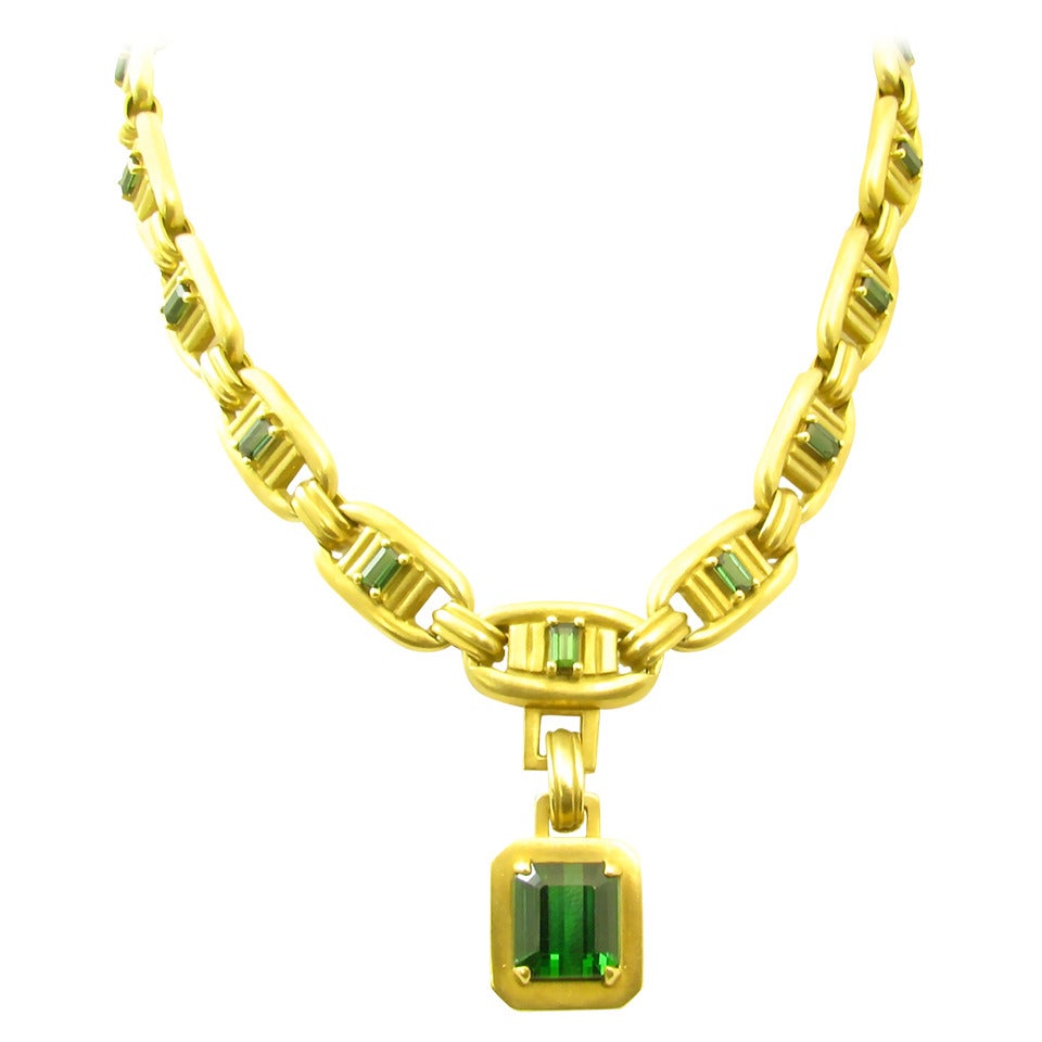 Kieselstein-Cord Green Tourmaline Gold Necklace