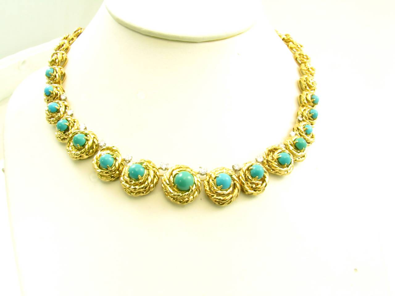 Van Cleef & Arpels Turquoise Diamond Gold Necklace 1