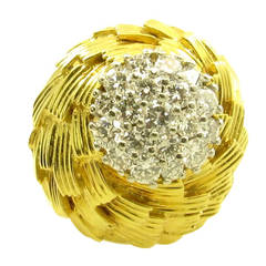 Chic Pave Diamond Gold Dome Shaped Ring
