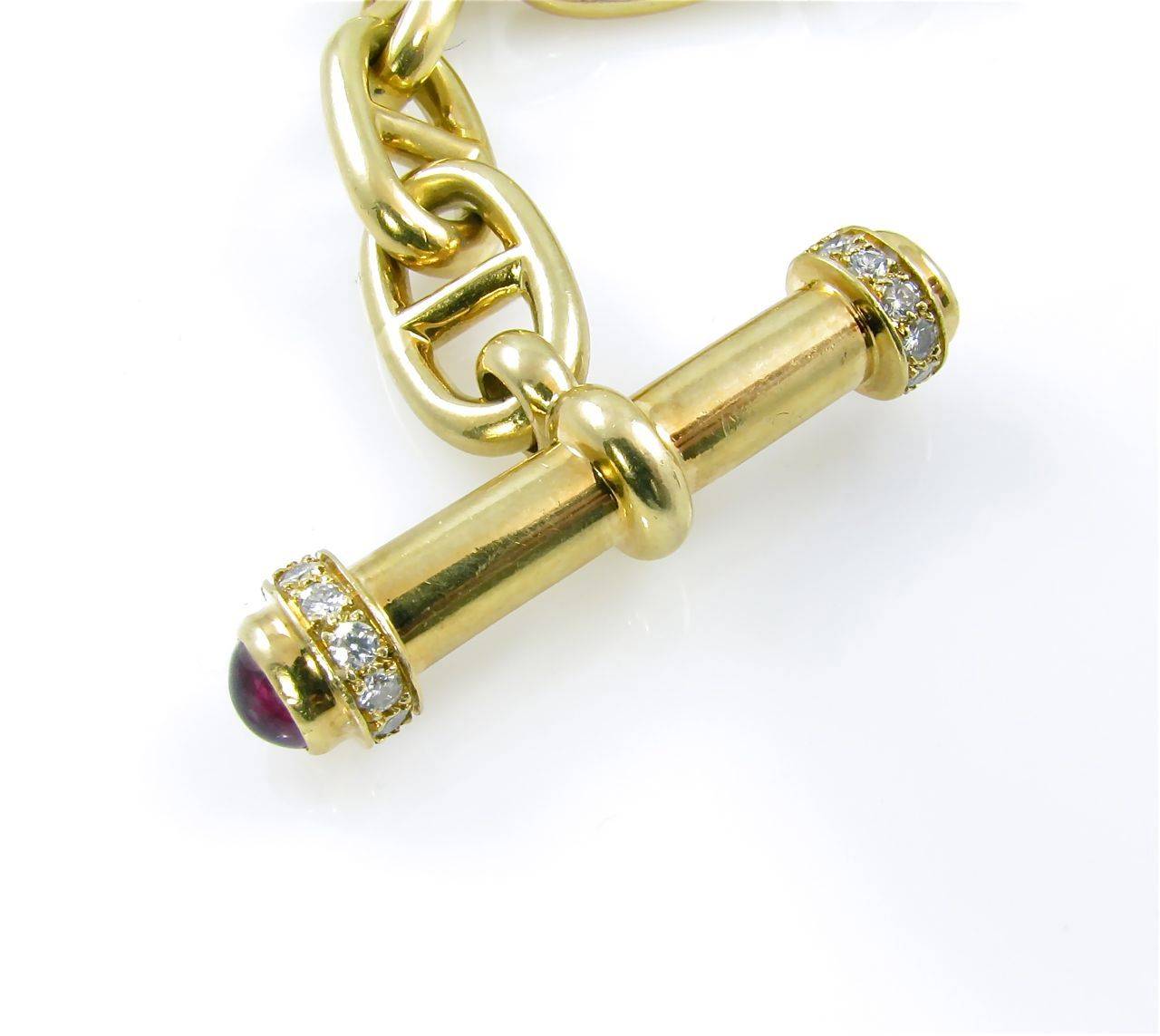Ruby Diamond Gold Toggle Bracelet At 1stdibs An 18 Karat Yellow Gold Cabochon Ruby And Diamond Toggle Bracelet The