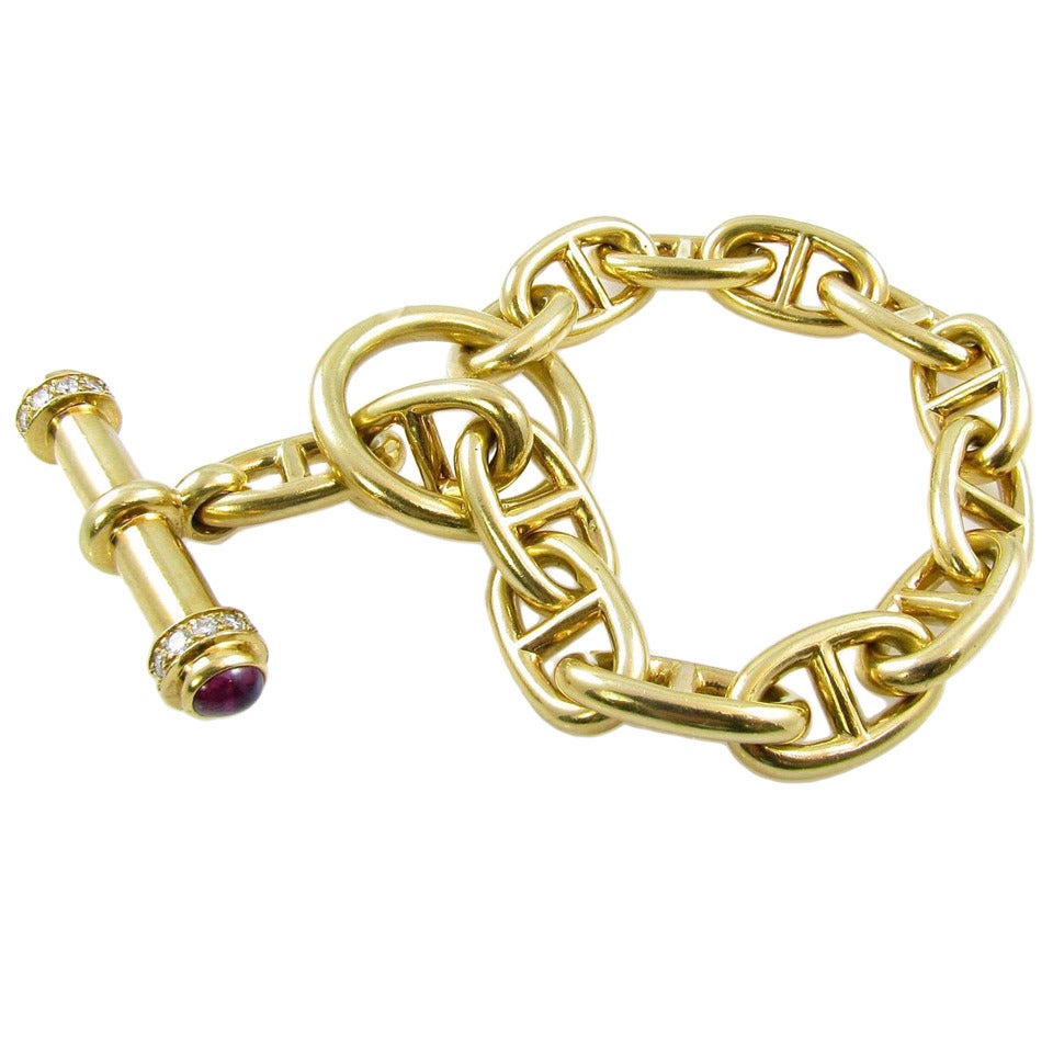 Ruby Diamond Gold Toggle Bracelet