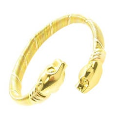 Cartier Tricolor Gold Double Headed Panthere Bangle Bracelet