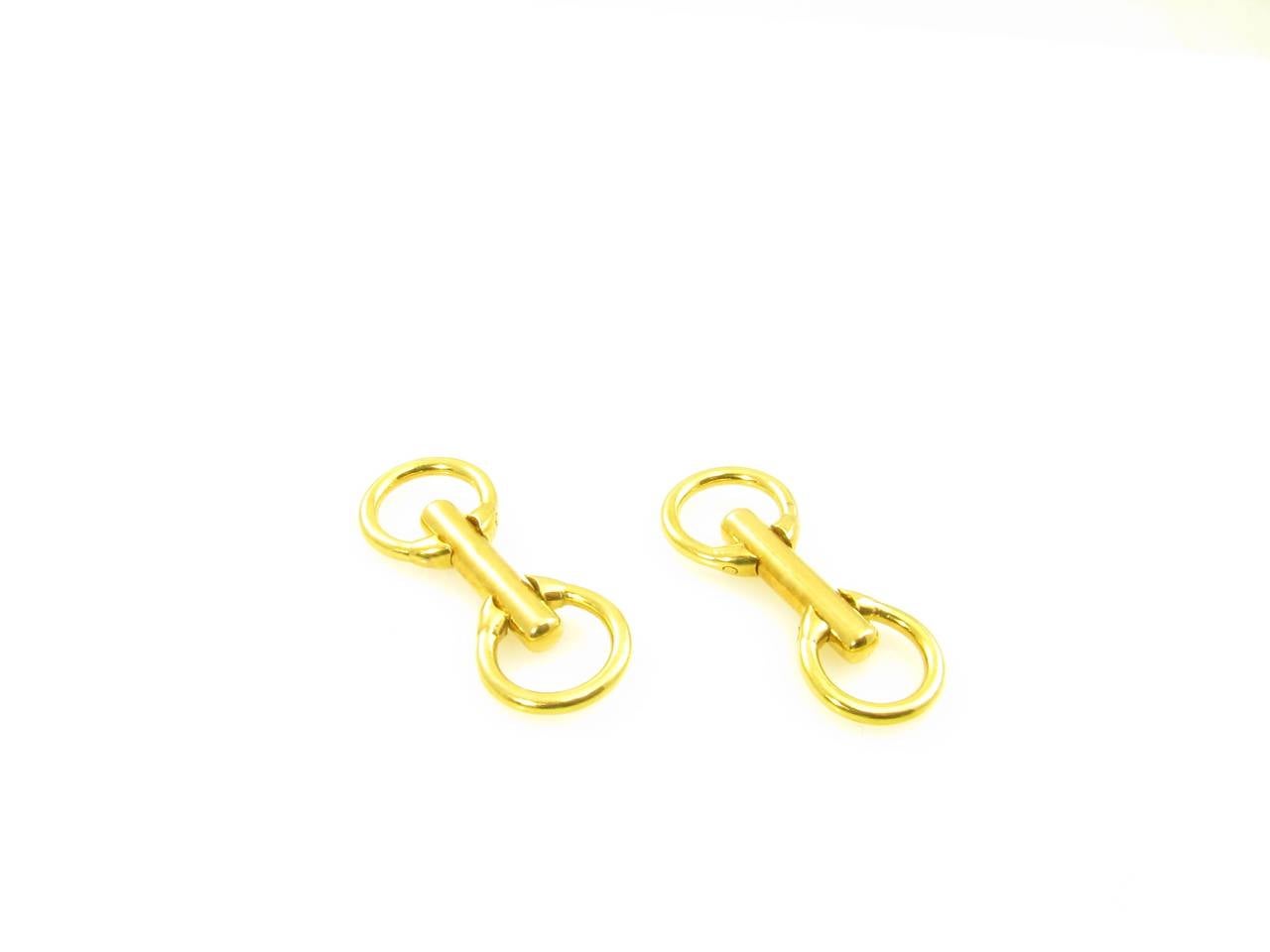 Gold Double Ring Style Cufflinks In Excellent Condition In New York, NY