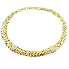 Tiffany & Co. Diamond Yellow Gold Vannerie Necklace