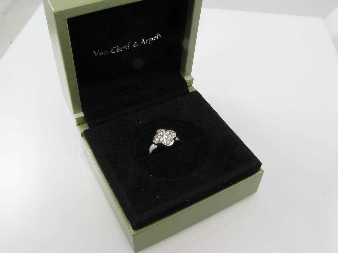Van Cleef & Arpels Diamond Gold Alhambra Ring In Excellent Condition In New York, NY