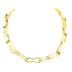 Angela Cummings Diamond Gold Ribbon Necklace