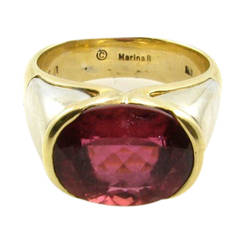 Vintage Marina B Pink Tourmaline Gold Ring