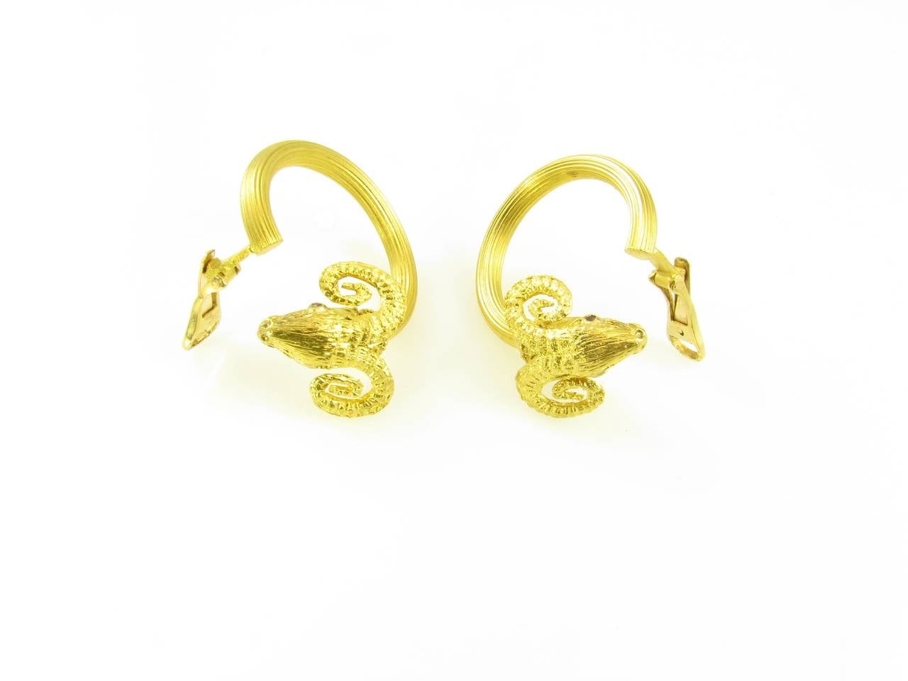 Women's Ilias Lalaounis Ruby Gold Ram's Head Earrings
