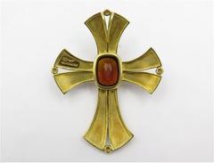 Silverhorn Enamel Citrine Gold Cross Pendant