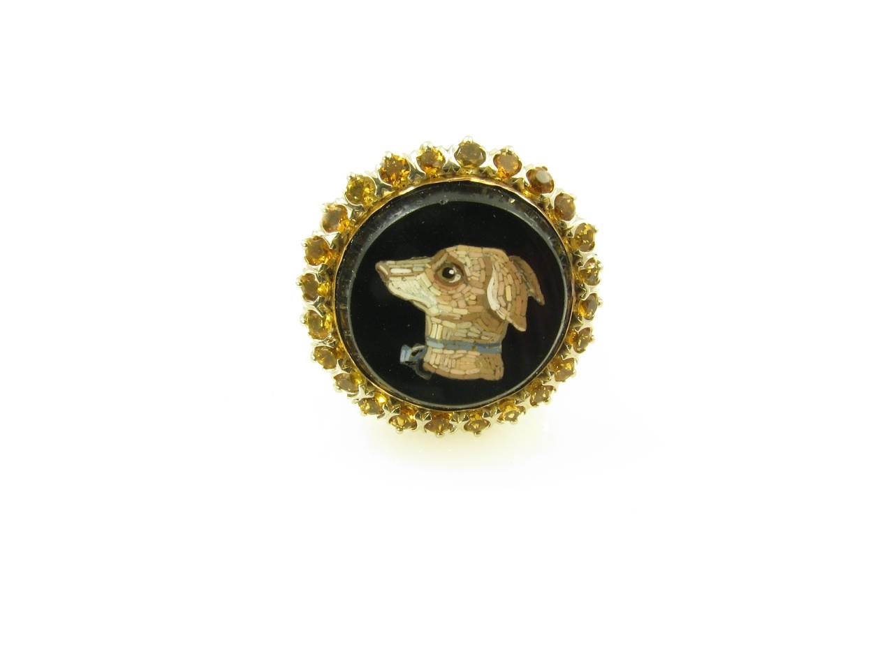 A Gorgeous Antique Micromosaic Ring Set with Faceted Citrines 2