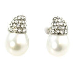 Michelle della Valle South Sea Pearl Diamond Gold Earrings