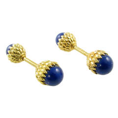 Tiffany & Co. Schlumberger Lapis Lazuli Gold Acorn Cufflinks