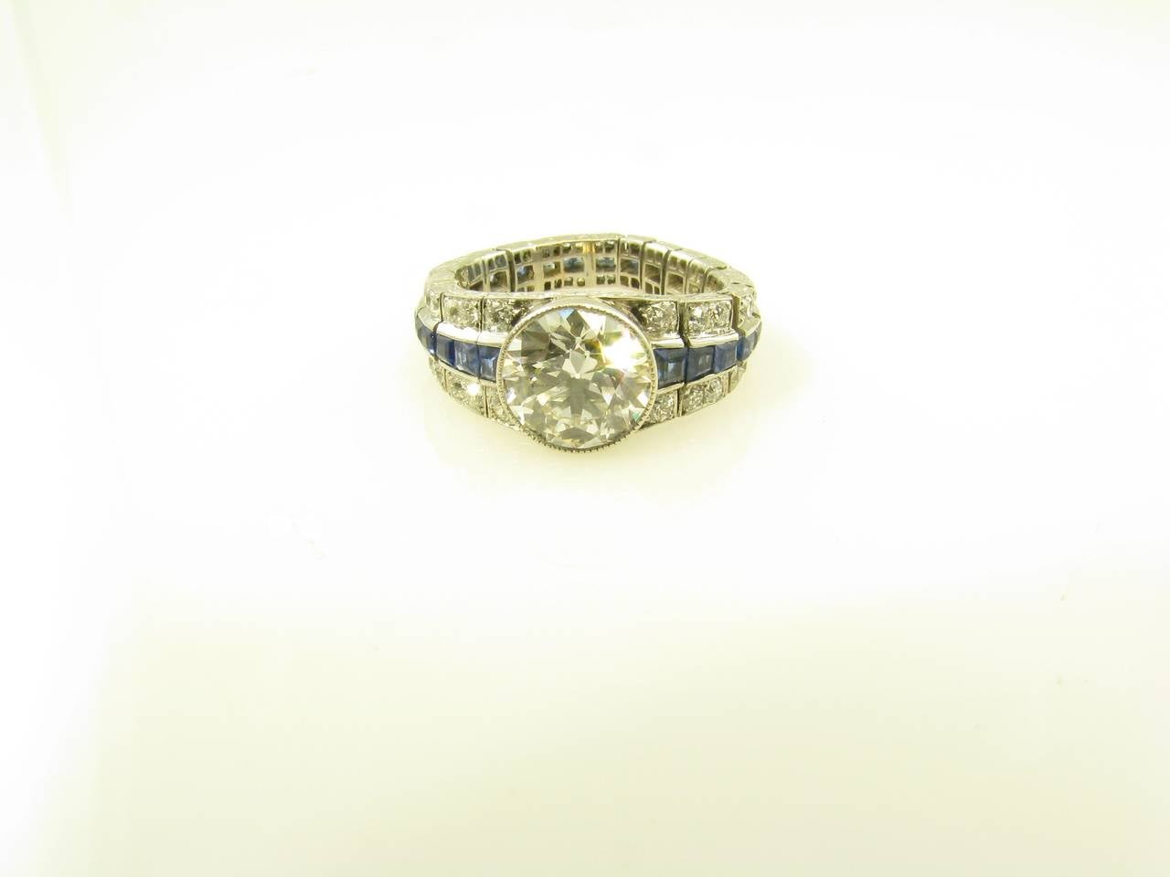 Women's Tiffany & Co. Art Deco Sapphire Diamond Platinum Ring